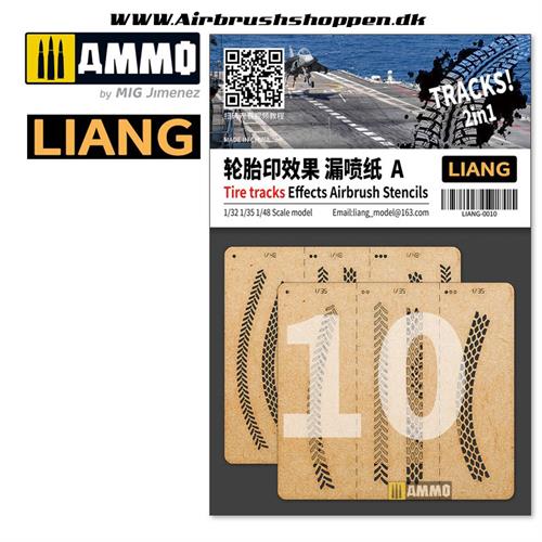 LIANG-0010 Tire Tracks Effects Airbrush Stencils A